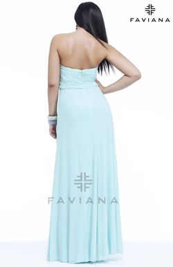 Style 9340 Faviana Blue Size 14 Sweetheart Prom Tall Height Side slit Dress on Queenly