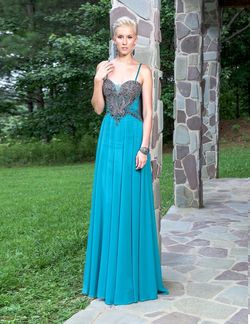 Style 8193 Vienna Blue Size 12 Floor Length A-line Dress on Queenly