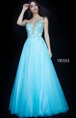 Style 7835 Vienna Light Green Size 10 Beaded Top Floor Length Ball gown on Queenly