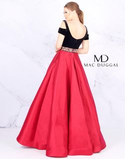 Style 77506 Mac Duggal Red Size 12 Belt Cap Sleeve Ball gown on Queenly