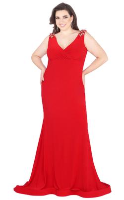 Style 66810 Mac Duggal Red Size 16 Train Prom Mermaid Dress on Queenly