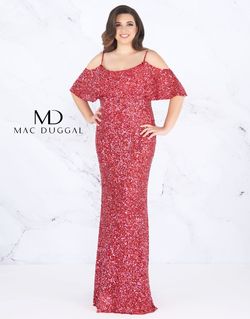 Style 4836 Mac Duggal Red Size 14 Spaghetti Strap Boat Neck Straight Prom Mermaid Dress on Queenly
