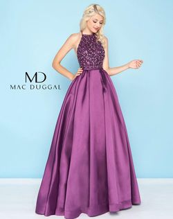 Style 66345 Mac Duggal Purple Size 6 Beaded Top Ball gown on Queenly