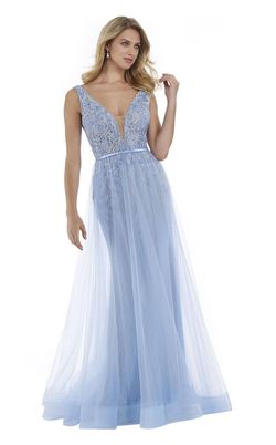 Style 16040 Morrell Maxie Light Blue Size 14 Military Black Tie A-line Dress on Queenly