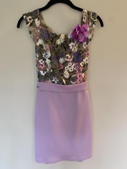 Fernando Wong Purple Size 2 Midi Sheer Interview Cocktail Dress on Queenly