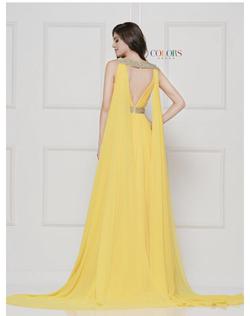 Colors Yellow Size 2 Backless Plunge Train Dress on Queenly