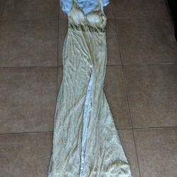 Mac Duggal Gold Size 12 Plus Size Side slit Dress on Queenly