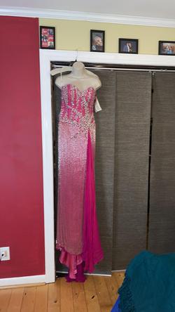 Tony Bowls Pink Size 6 Fully-beaded Strapless Prom Straight Dress on Queenly