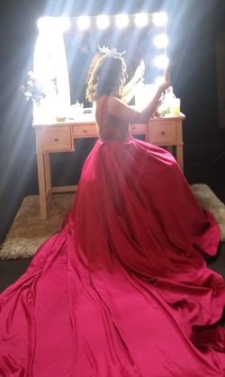 Mac Duggal Pink Size 4 Train Short Height Ball gown on Queenly