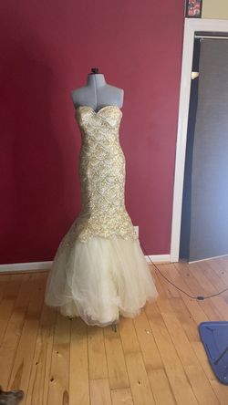 Sherri Hill Gold Size 2 Pageant Strapless Prom Mermaid Dress on Queenly