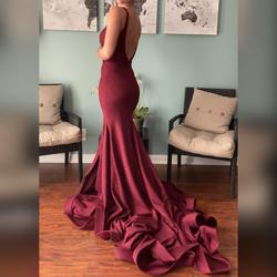 Jovani Red Size 00 Train Burgundy Prom Mermaid Dress on Queenly