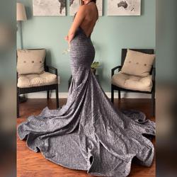 Jovani Silver Size 00 Train Sheer Prom Mermaid Dress on Queenly
