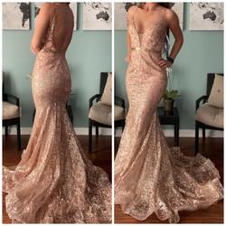 Jovani Pink Size 2 Floral Prom Rose Gold Wedding Guest Mermaid Dress on Queenly