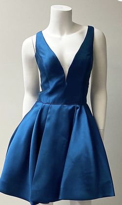 Sherri Hill Blue Size 4 Euphoria Sheer Cocktail Dress on Queenly