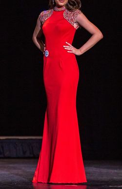 Style 2089 Johnathan Kayne Red Size 2 Military Pageant $300 Straight Dress on Queenly