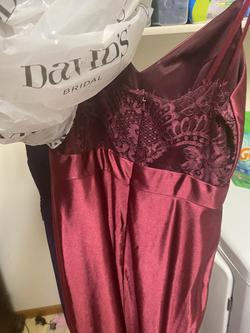 David's Bridal Red Size 2 Spaghetti Strap Wedding Guest Side slit Dress on Queenly