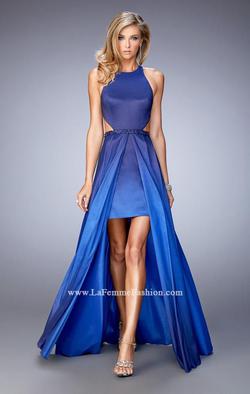 La Femme Blue Size 2 Black Tie High Low Pageant A-line Dress on Queenly