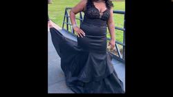 Terry Costal Black Size 18 Ruffles Plus Size Prom A-line Dress on Queenly