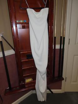 Aida White Size 4 Side Slit Floor Length Straight Dress on Queenly