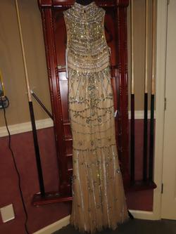 Sherri Hill Nude Size 4 Medium Height Sequin Prom Straight Dress on Queenly