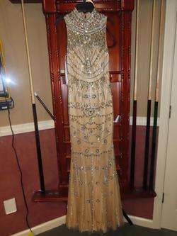 Sherri Hill Nude Size 4 Medium Height Sequin Prom Straight Dress on Queenly