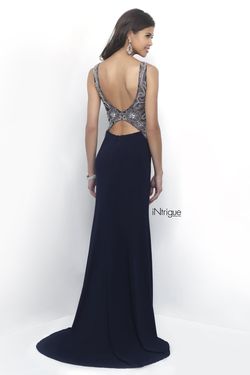 Style 264 Blush Prom Blue Size 6 Backless Black Tie Straight Dress on Queenly