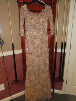 Terani Couture Nude Size 8 Floor Length Straight Dress on Queenly