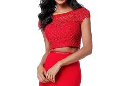 Style 51691 Sherri Hill Red Size 4 Tall Height Straight Dress on Queenly