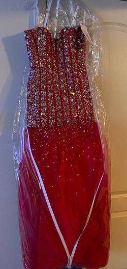 Tiffany Red Size 4 Corset Strapless Prom Ball gown on Queenly