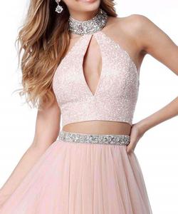 Style 51910 SHERRI HILL Pink Size 10 High Neck Tall Height Prom A-line Dress on Queenly