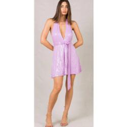 Style FMA20DR1051 Misha Collection Purple Size 4 Backless Cocktail Dress on Queenly