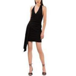 Misha Collection Black Size 4 Mini Overskirt Euphoria V Neck Cocktail Dress on Queenly