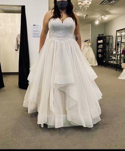 Stella York White Size 22 Cotillion Shiny Spaghetti Strap Ball gown on Queenly