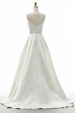 Style 11036 Brydealo White Size 8 Floor Length Military Pockets A-line Dress on Queenly