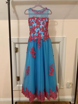 WZY Blue Size 0 Floor Length Pageant Ball gown on Queenly