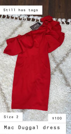 Mac Duggal Red Size 2 Medium Height $300 Interview Cocktail Dress on Queenly