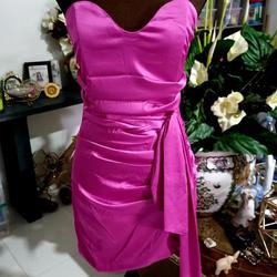Fashion Nova Hot Pink Size 10 Medium Height Sunday Midi Cocktail Dress on Queenly