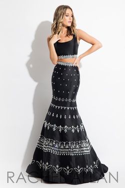 Style 7591 Rachel Allan Black Size 2 Pageant Tall Height 7591 Two Piece Mermaid Dress on Queenly