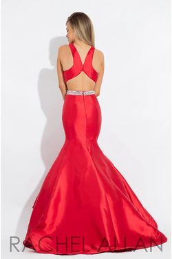 Style 7593 Rachel Allan Red Size 8 Prom Ruffles Mermaid Dress on Queenly