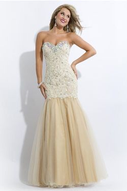 Style 2736 Rachel Allan Nude Size 10 Tall Height Strapless Prom Mermaid Dress on Queenly