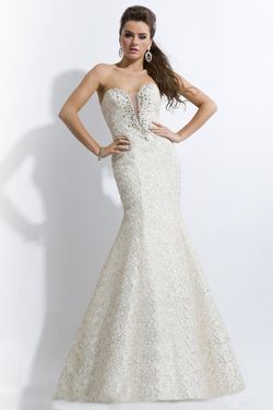 Style 2715 Rachel Allan White Size 6 Floor Length Fitted Sweetheart Tulle Mermaid Dress on Queenly