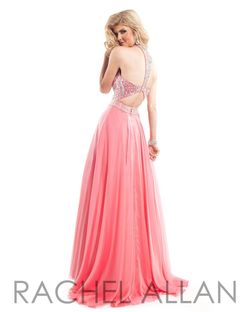 Style 6810 Rachel Allan Pink Size 10 Prom Military High Neck Sequined Bridesmaid A-line Dress on Queenly