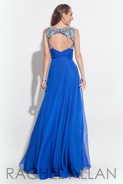 Style 7080RA Rachel Allan Blue Size 14 Floor Length A-line Dress on Queenly