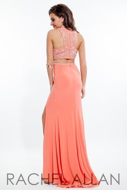 Style 7060RA Rachel Allan Blue Size 6 Floor Length Cut Out Side slit Dress on Queenly