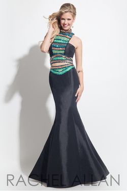 Style 7079RA Rachel Allan Black Size 6 Tall Height Prom Mermaid Dress on Queenly