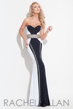 Style 7156RA Rachel Allan Multicolor Size 8 Black Tie Prom Pattern Mermaid Dress on Queenly