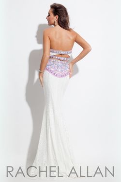 Style 7150RA Rachel Allan White Size 0 Strapless Prom Lace Mermaid Dress on Queenly