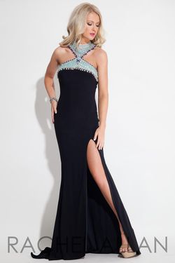 Style 2007 Rachel Allan Black Size 4 Holiday Tall Height Prom Side slit Dress on Queenly