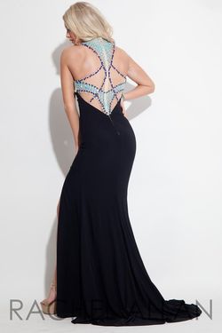 Style 2007 Rachel Allan Black Size 4 Floor Length Prom Holiday Side slit Dress on Queenly