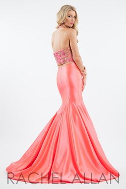 Style 7670 Rachel Allan Orange Size 8 Silk Prom Mermaid Dress on Queenly